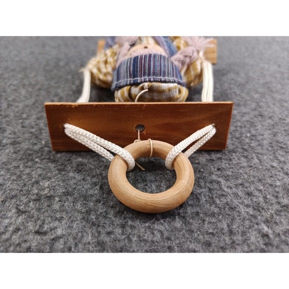 Vintage Porcelain Dolls Marionette Boy & Girl On A Wooden Swing Clown Doll - Picture 6 of 14